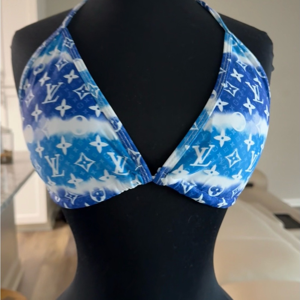Louis Vuitton Blue and White Monogram Bikini Top